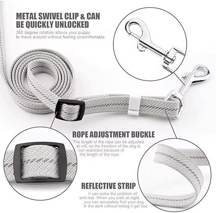 Hands Free Dog Lead with Reflective Adjustable Strap, Quick Release Handle and 360° Swivel Clip, Hands-Free Dog Walking Lead for Walking, Jogging and Outdoor Use, Grey - Image 4